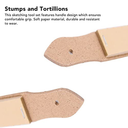 Tnfeeon 33 Pcs Blending Stumps and Tortillions Set, Sketch Drawing Tools with Sandpaper Pencil Sharpener Pencil Extension Tool Kneaded Eraser Sponge, for Student Artist Sketch Drawing