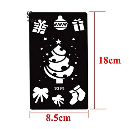 Xmasir 6 Sheet Christmas Temporary Tattoos Stencils, Kids Xmas Glitter Drawing Tattoo Templates Waterproof for Body Art Painting Party Decoration