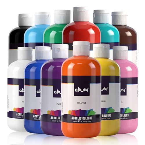 Colorful Artist Basic Acrylic Paint Set, 12 Pack 16.67oz each Art Paint, Non Toxic, Highly Pigment Paints for DIY Crafts & Beginner Artists, Ideal for Multi-surface - color: Basic Color