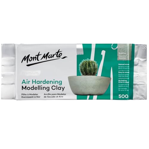 Mont Marte Air Hardening Modelling Clay 1.1lb (500g) in Granite, Stone Colored Clay for Sculpting, Subtle Shimmer Effect, Ideal for Professional Modelling and Crafts - color: Granite
