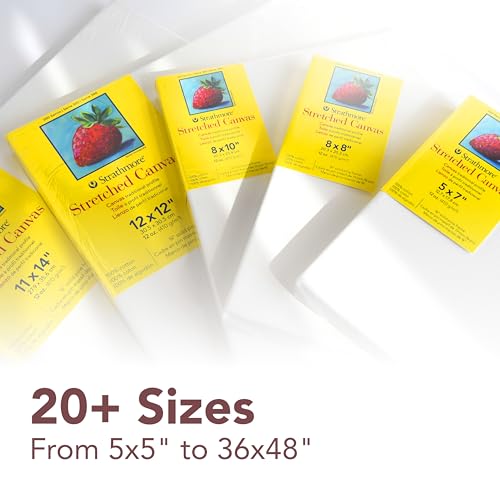 Strathmore 300 Series Gallery Stretched Canvas Pack, 12x16 inch, 3 Pack, Art Canvas for Students Professionals - size: 12x16 inch, style: Gallery Profile
