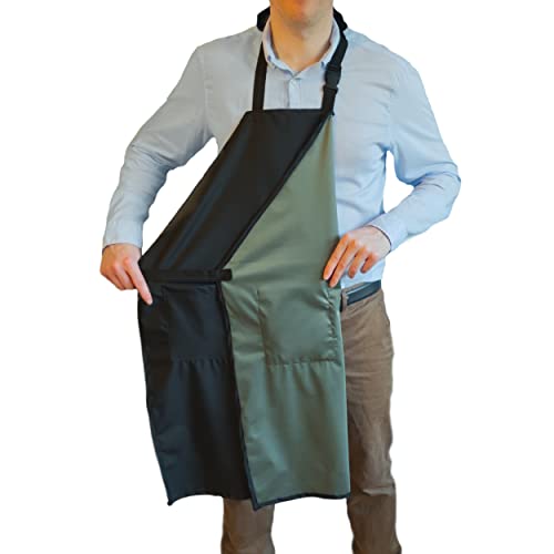 Ravill Waterproof Apron For Men and Women - 2 Pockets - 35" Long Multi Purpose Work Aprons for Dishwashing, Dog Grooming - color: Black