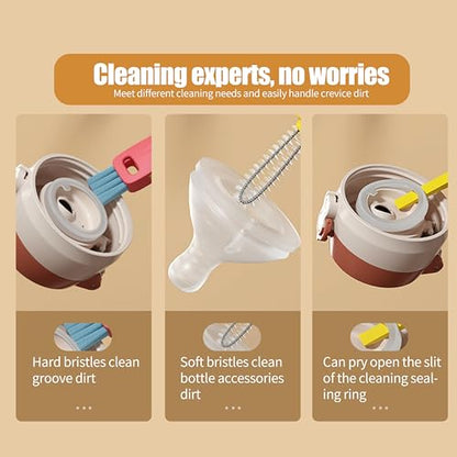 3 in 1 Cup Lid Gap Cleaning Brush Multifunctional Bottle Cleaning Brush for Water Bottle Cup Lid Gap for Gaps of Various Containers (Blue Pink(Mushroom)) - color: Blue Pink(mushroom)