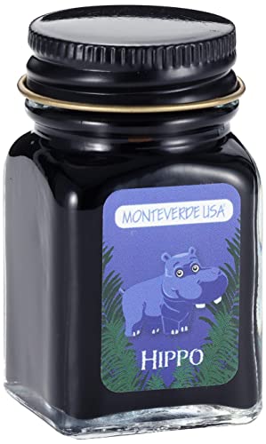 Monteverde Jungle Fountain Pen Ink, 30ml, Hippo (Purple) | Animal-inspired fountain pen ink with bold color, smooth flow, and creative writing personality. - color: Hippo (Purple)