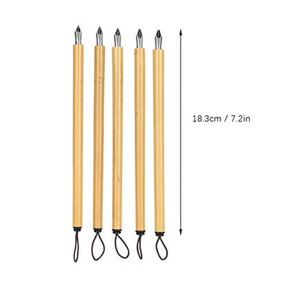GLOGLOW Dip Pen Set, 5 Pens + 5 Nibs | Calligraphy Dip Pen Set with Wooden Handles, 5 Interchangeable Nibs, For Hand Lettering and Art Drawing