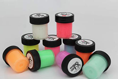 Glow in The Dark Invisible Neutral Visible GID GDV Cosmic Star Paint UV Black Light Reactive Luminous (2oz 10 Color Set)