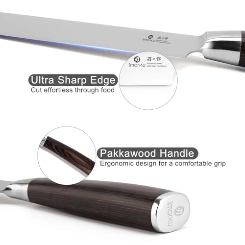 imarku Japanese Chef Knife - Sharp Kitchen Knife 8 Inch Chef's Knives HC Steel Paring Knife, Unique Gifts for Men and Women, Gifts for Mom or Dad, Kitchen Gadgets with Gift Box, Gyutou Knives - color: brown and silver