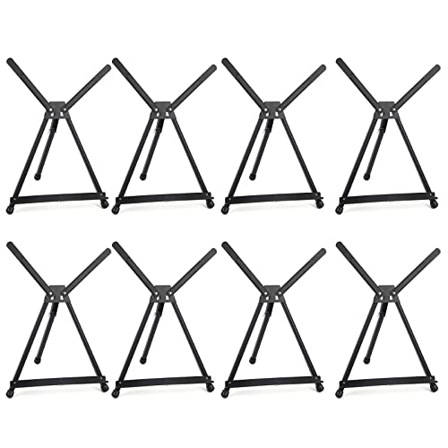 Falling in Art Aluminum 15" to 21" Tabletop Easel Display, Black Tripod with Rubber Feet, Holds Canvas, Paintings, Books, Photos, Signs (8 Pack) - style: 8 PACK