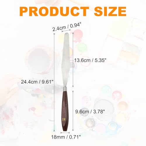 HARFINGTON 2pcs Palette Knife Painting Tool 5.35 x 0.94 Stainless Steel Art Spatula Pallet Knives Scrapers Tools with Beech Wood Handle for Acrylic Oil Canvas Mixing Spreading, Red/Silver