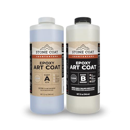 Stone Coat Countertops Art Coat (1/2 Gal) Formulated with Zero VOCs, Extended Working Time, UV Resistance for Alcohol Ink, Acrylic, Metallics, Food Safe Epoxy Perfect for DIY and Art Markers | Extended Working Time, Zero VOC, Food‑Safe Epoxy for Light and