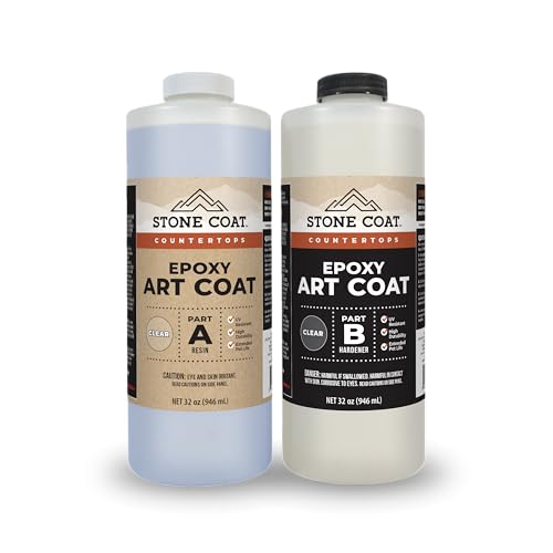 Stone Coat Countertops Art Coat (1/2 Gal) Formulated with Zero VOCs, Extended Working Time, UV Resistance for Alcohol Ink, Acrylic, Metallics, Food Safe Epoxy Perfect for DIY and Art Markers | Extended Working Time, Zero VOC, Food‑Safe Epoxy for Light and