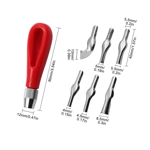 TopHomer 12PCS Linoleum Cutter – 6 Assorted Lino Cutters Includes Plastic Storage Handle, for Block Printing