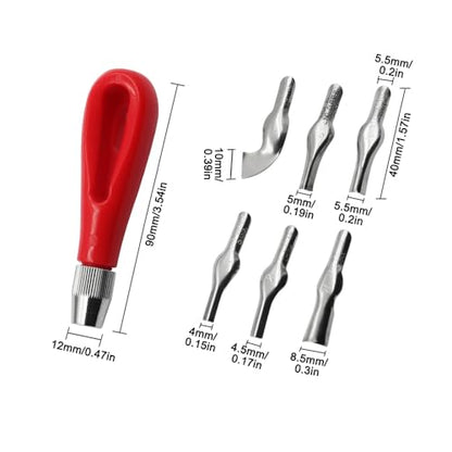 TopHomer 12PCS Linoleum Cutter – 6 Assorted Lino Cutters Includes Plastic Storage Handle, for Block Printing