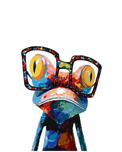 PSENIW Paint by Numbers Kit for Adults Beginners,Abstract Frog Frameless Beginner DIY Acrylic Watercolor Oil Painting,Animal Digital Painting for Home Wall Decoration and Gifts (16x20 inches) - color: brown