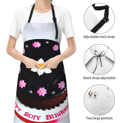 Round watercolor painting Heavy Duty Waterproof Apron with Pockets for AdultsResistant Grilling, Gardening, Painting - color: Black Chocolate Cake