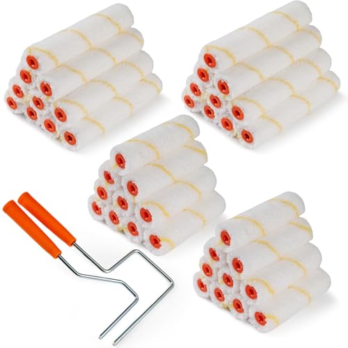 40 Pack Microfiber Paint Roller, 4 Inch and 6 Inch, Small Paint Roller Covers, 3/8 Inch Nap, Mini Paint Rollers for House Painting with Paint Roller Frame, Wall Painting Tool - size: 4 Inch & 6 Inch,40 Pack