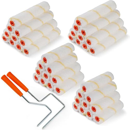 40 Pack Microfiber Paint Roller, 4 Inch and 6 Inch, Small Paint Roller Covers, 3/8 Inch Nap, Mini Paint Rollers for House Painting with Paint Roller Frame, Wall Painting Tool - size: 4 Inch & 6 Inch,40 Pack