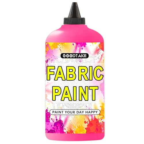 GOODTAKE Hot Pink Textile Paint, Fabric Paint's, 35 Fl.Oz Canvas Paints For Clothes, Shoes Or Tote Bags, Art Paint's - Lightfast & Vibrant Paint For Canvas Painting (Hot Pink, 35 Fl.Oz) - color: Hot Pink, size: 35 Fl Oz (Pack of 1)
