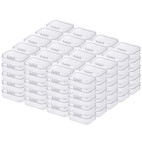 LJY 100 Pieces Rectangular Empty Mini Clear Plastic Organizer Storage Box Containers with Hinged Lids (2.2 x 1.6 x 0.8 inch, Transparent) - color: Transparent, size: 2.2 x 1.6 x 0.8 inch