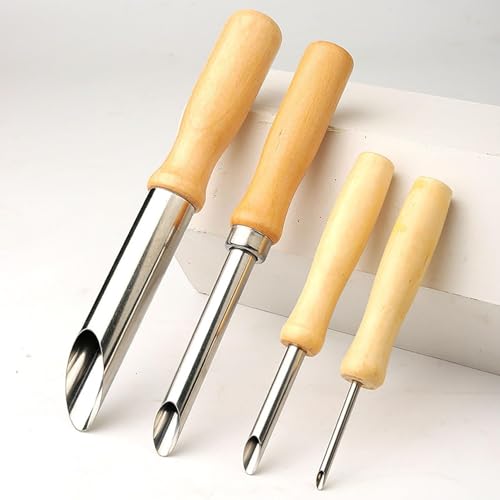 8PCS Round Clay Hole Cutters Set with Wooden Handles, Stainless Steel Clay Tools Kit for Drilling, Carving, Pottery, Ceramics and DIY Projects
