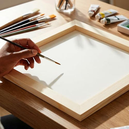 16 PCS 8 x 8 Inch Wood Canvas Boards, 0.35 Inch Thick Wood Panel Canvas Unfinished Wooden Panels for Painting,Craft, String Art, DIY