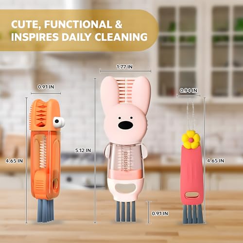 Cup Lid Cleaning Brush, 3 in 1 Cup Cleaner Brush New Multifunctional Lid Cleaner Lid Brush Cleaning Tool Multipurpose Bottle Gap Cleaner Brush Red - color: Red