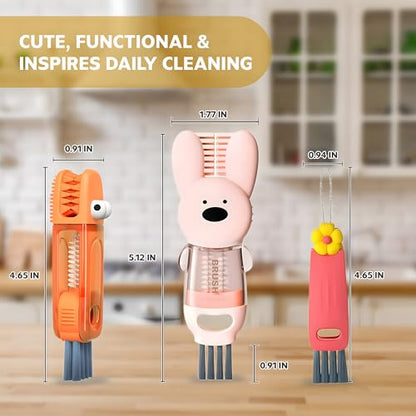 Cup Lid Cleaning Brush, 3 in 1 Cup Cleaner Brush New Multifunctional Lid Cleaner Lid Brush Cleaning Tool Multipurpose Bottle Gap Cleaner Brush Red - color: Red