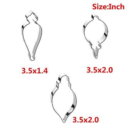 Christmas Ornament Cookie Cutter Set -6 Pieces In Assorted Designs - Stainless Steel