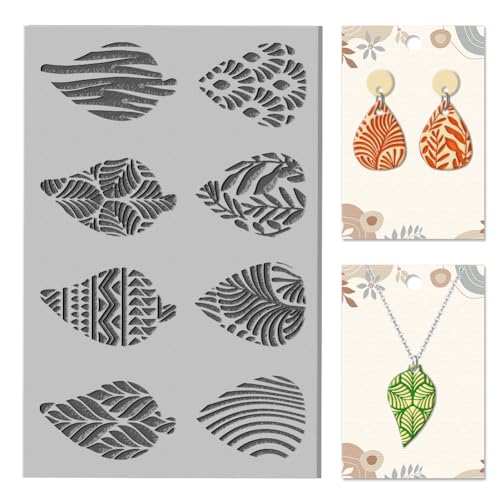 CHGCRAFT Artistic Leaves Clay Texture Mat Bohemian Polymer Clay Molds Abstract Pattern DIY Clay Texture Tools for Clay Pottery Earring Jewelry Making Stamp Engraving Machines, Leaf, 3.9x2.6inch - style: Artistic Leaves