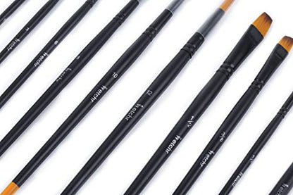 Etchr Professional Artist Paintbrushes – 10 Assorted Vegan-Friendly Watercolor Brushes in Carry Case - Quality Brush Set