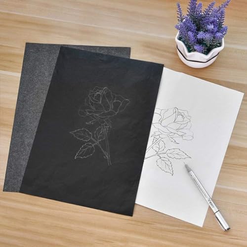 COHEALI Carbon Tracing Paper a4-50 Sheets Graphite Transfer Paper for Drawing Clear Lines for Embroidery and Art Projects