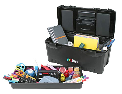 ArtBin 6918AB Twin Top 17 inch Supply Box, Portable Art & Craft Supply Organizer with Handle, [1] Plastic Storage Case, Black - color: Black