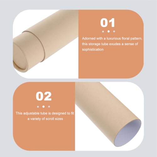 GANAZONO Extendable Scroll Storage Box 13.58 Inch Kraft Paper Calligraphy Scroll Holder Adjustable Painting Poster Document Mailing Tube - color: Khaki