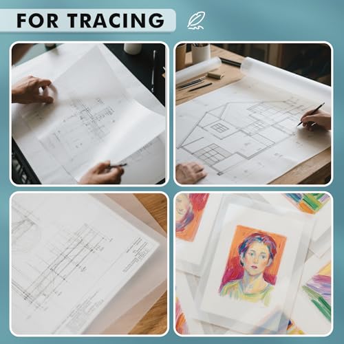 Koala Tracing Paper Roll 17 Inch x 50 Yards Large Trace Paper White Translucent Pattern Paper for Sewing Drawing Sketching Gift Wrapping