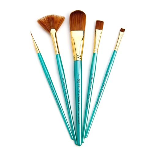 Royal & Langnickel Menta, 5pc Oval Wash Variety Brush Set, Includes - Oval Wash, Wash, Liner, Chisel & Fan Brushes - style: OVAL WASH VARIETY