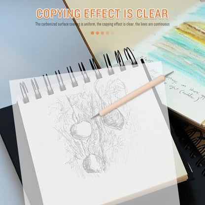 Hemobllo Graphite Transfer Paper Set with 12 Sheets and Double-Ended Tracing Stylus Dotting Tools for Tracing on Paper and Metal, for Practicing Fonts and Protective Copying