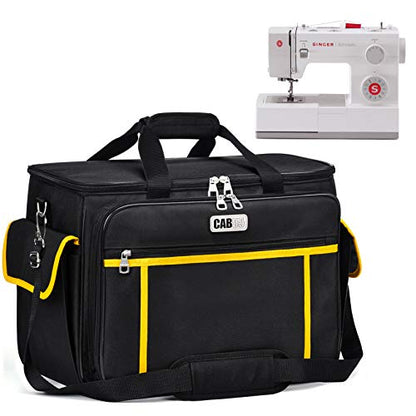 CAB55 Sewing Machine Case - Carrying Bag with Removable Padding, Tote for Machine and Accessories - color: Black