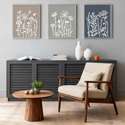 12 Pcs Large Wildflower Stencils, Reusable Floral Tempate for DIY Furniture Decor, Wild Flower Stencil for Painting on Wood DIY Crafts Canvas Wall Fabric(Wildflower) - style: Wildflower
