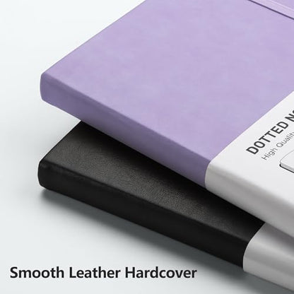 RETTACY Dotted Journal Notebook, 192 Pages, A5 Medium Size (5.7'' x 8.3''), Leather Hardcover, 100 GSM Thick Paper, for Journaling, Planning, Tracking (Purple) - color: Purple, style: Dotted