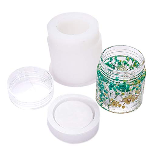 4 Style DIY Jewelry Resin Casting Molds Bottle Storage Jar With Lid Crystal Epoxy Mold Kit Handmade Craft Aromatherapy Candle Making Tool Clear Silicone Plaster Clay Mould (Cylinder Bottle) - color: (Cylinder Bottle)