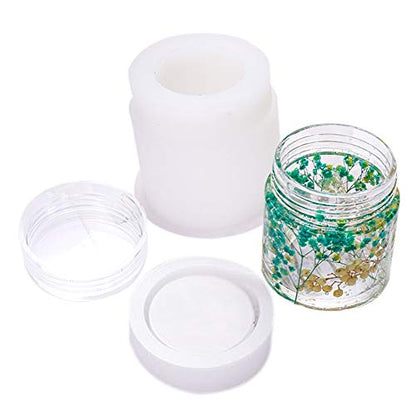 4 Style DIY Jewelry Resin Casting Molds Bottle Storage Jar With Lid Crystal Epoxy Mold Kit Handmade Craft Aromatherapy Candle Making Tool Clear Silicone Plaster Clay Mould (Cylinder Bottle) - color: (Cylinder Bottle)