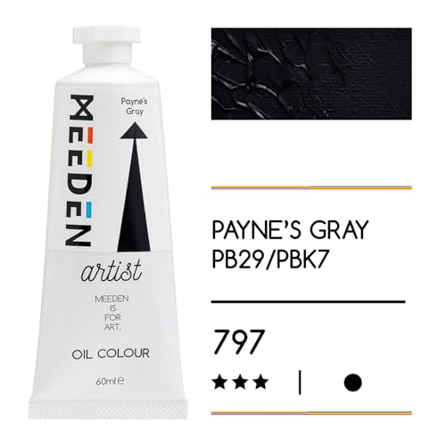 MEEDEN Artist Grade Oil Paint: Payne's Gray - 60ml/2oz Tube - Professional Art Paints for Canvas Painting - color: Payne's Gray, style: 60ml/2oz