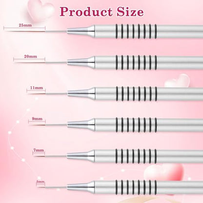 6Pcs Nail Art Liner Brushes Set, Fine Drawing Painting Details Design Striping Brush With Gel Polish Acrylic Handle Gifts Manicure Tools DIY Sizes 5/7/9/11/15/25mm, Silver - color: Sliver