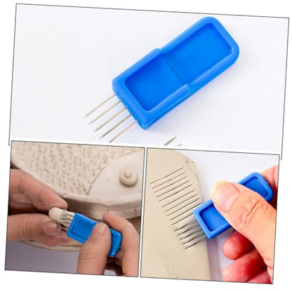 DIYEAH 2pcs Pin Texture Brush for Pottery Clay Texture Roller Kit for Adults Ceramic Scoring Tool Needle Set Clay Detailing Tool for Sculpting