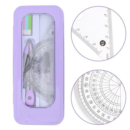 GALPADA Student Math Geometry Set Compass, Protractor, and Triangle Ruler, Convenient and Practical Plastic and Metal Tools for School Supplies and Math Projects,