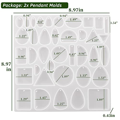 2Pcs Resin Jewelry Molds, Jewelry Pendant Mold for Epoxy Casting, Silicone Resin Molds, Pendant Earrings Necklace Keychain Mould for DIY Jewelry Craft Making - color: 2x Pendant