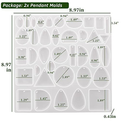 2Pcs Resin Jewelry Molds, Jewelry Pendant Mold for Epoxy Casting, Silicone Resin Molds, Pendant Earrings Necklace Keychain Mould for DIY Jewelry Craft Making - color: 2x Pendant