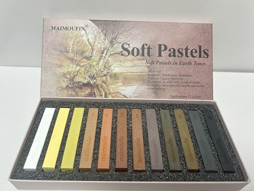 12-Pack Earth Tone Square Soft Pastels Water-Soluble Blendable Artist Drawing Pastels Set for Artists & Hobbyists Drawing, Painting & Sketching (Brown) - color: Brown