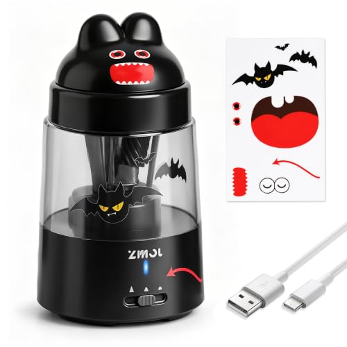 ZMOL Colored Pencil Sharpener for Kids Gift, Rechargeable Electric Pencil Sharpener, Auto Stop, Pencil Sharpeners for Battery Powered Cute Black - color: Black