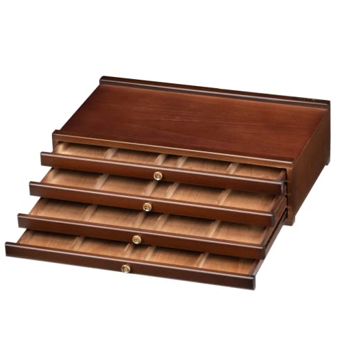 MEEDEN 4-Drawer Art Supply Storage Box - Large Capacity Multi-Function Beech-Wood Pencil Box with Drawer & Compartments for Organizing Pastels, Pencils, Pens, Markers, Brushes & Stamp, Walnut - color: Walnut, size: 4-Drawer Storage Box